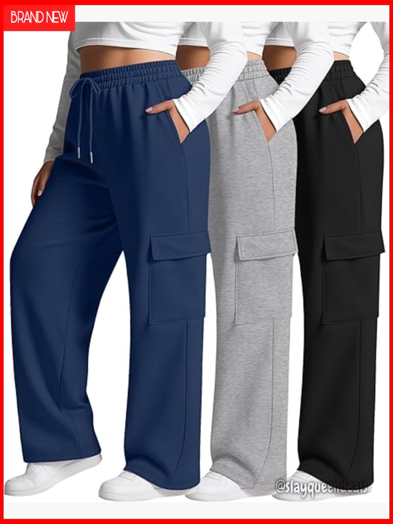Plus Size Cargo Sweatpants Wide Leg Drawstring Baggy Loose Athletic Trousers 3